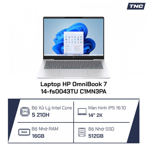 Laptop HP OmniBook 7 14-fs0043TU C1MN3PA Core 5-210H/ 16GB/ 512GB SSD/ 14 Inch 2K/ Win 11/ Bạc