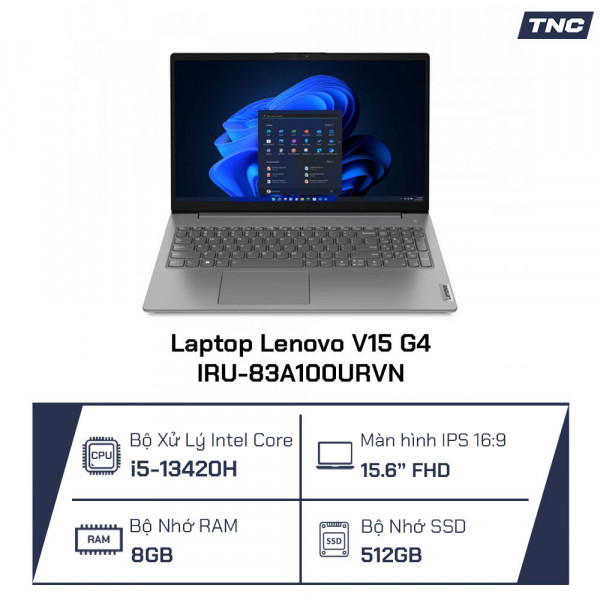 Laptop Lenovo V15 G4 IRU-83A100URVN Core i5-13420H/ 8GB/ 512GB SSD/ 15.6 Inch FHD/ Xám