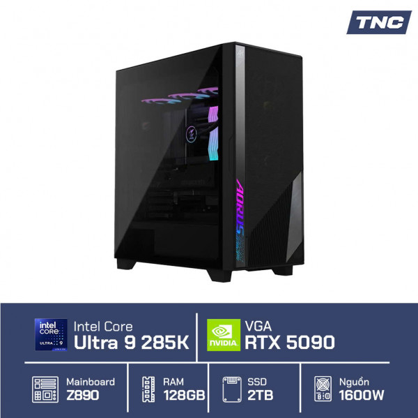 PC AI Gigabyte AI TOP 100 Z890 (AT1I9N9-0005) Core Ultra 9 285K/ 128GB/ 320GB SSD1-AI/ 2TB SSD2/ RTX 5090/ Non-OS/ Đen
