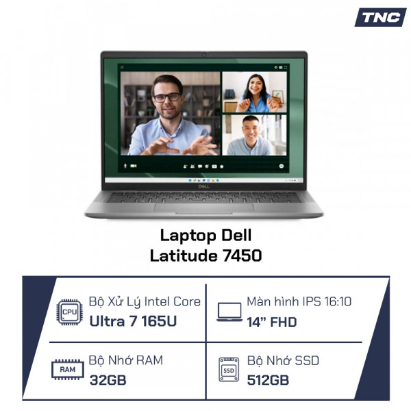 Laptop Dell Latitude 7450 Core Ultra 7 165U/ 32GB/ 512GB/ 14 inch FHD+/ Ubuntu