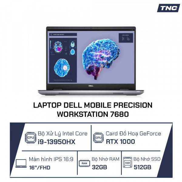 Laptop Dell Mobile Precision Workstation 7680 Core i9-13950HX/ 32GB/ 512GB/ RTX 1000/ 16 inch FHD+/ Win 11 Pro