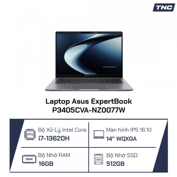 Laptop Asus ExpertBook P3405CVA-NZ0077W Core i7-13620H/ 16GB/ 512GB SSD/ 14 Inch WQXGA/ Win 11/ Xám