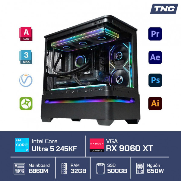 PC Đồ Họa Render 3D - Core Ultra 5 245KF/ 32GB/ RX 9060 XT