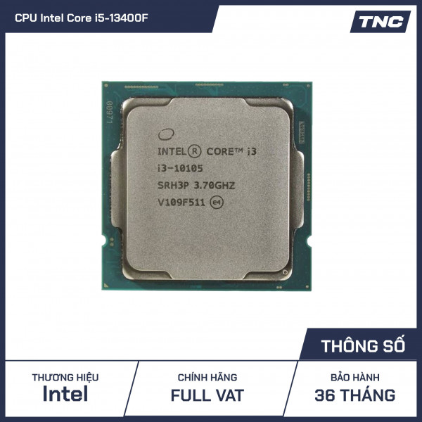 CPU Intel Core i3-10105 (3.7GHz turbo up to 4.4Ghz, 4 nhân 8 luồng, 6MB Cache, 65W) - Socket Intel LGA 1200 Hàng Tray