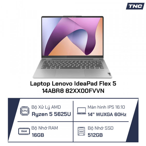 Laptop Lenovo IdeaPad Flex 5 14ABR8 82XX00FVVN Ryzen 5 5625U/ 16GB/ 512GB/ 14 Inch WUXGA/ Win 11/ Xám
