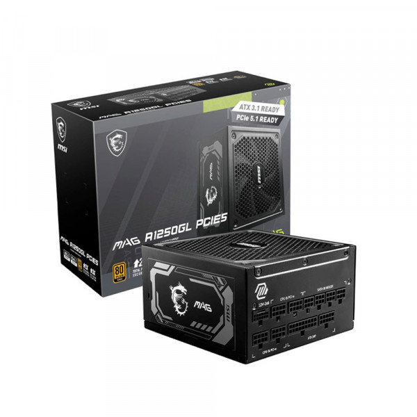 Nguồn Máy Tính MSI MAG A1250GL PCIE5 1250W 80 Plus Gold (POWERMSIA1250GL1)
