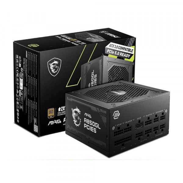 Nguồn Máy Tính MSI MAG A850GL PCIE5 850W 80 Plus Gold (POWERMSIA850GL1)
