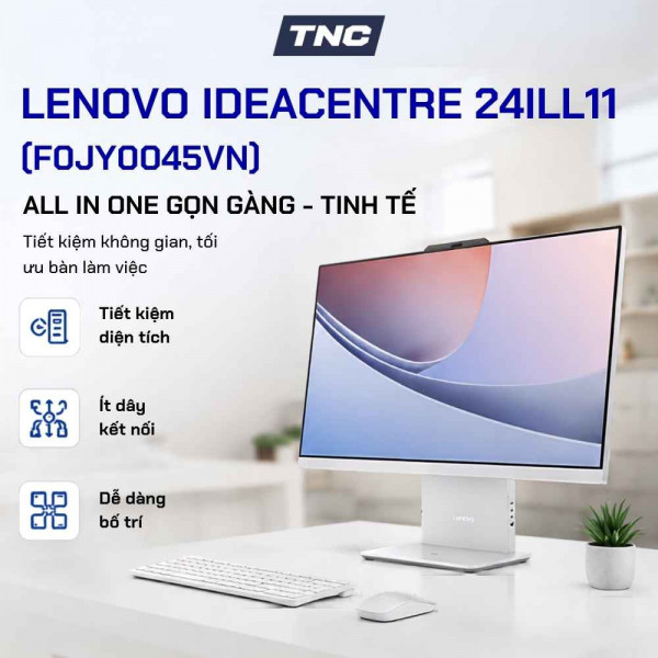 Máy Tính Để Bàn All in One Lenovo IdeaCentre 24ILL11 (F0JY0045VN) Intel Core Ultra 5 226V | RAM 16GB | 512GB SSD | Intel Arc 130V Graphics | 23.8 Inch FHD | WL + BT | K&M | Win 11