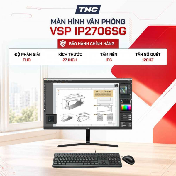 Màn Hình Văn Phòng VSP IP2706SG 27 Inch/ FHD/ IPS/ 120Hz/ 1ms