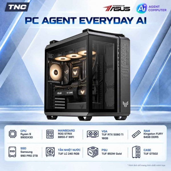 (TNC x ASUS) PC Agent Everyday AI Ryzen 9 9900X3D/ 64GB DDR5/ RTX 5060 Ti - Powered by ASUS