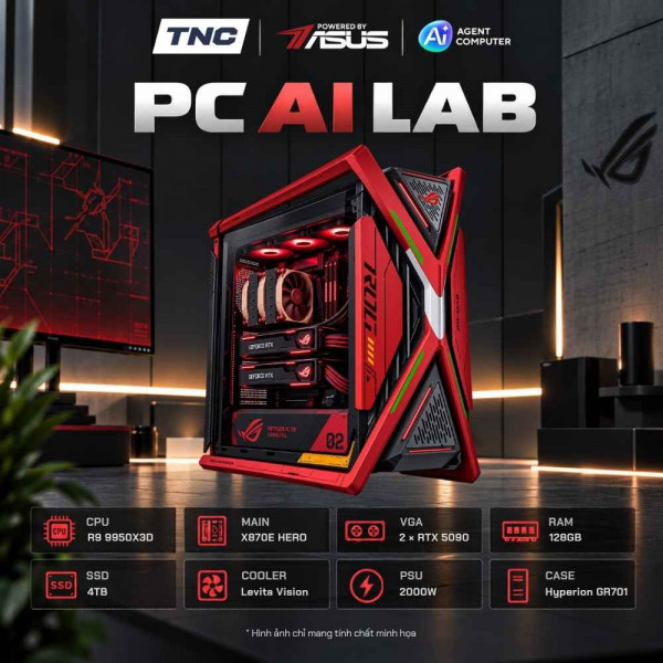 (TNC x ASUS) PC Agent AI Lab Ryzen 9 9950X3D/ 128GB DDR5/ RTX 5090 - Powered by ASUS