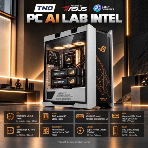 (TNC x ASUS) PC Agent AI Lab Intel Core Ultra 9 285K/ 128GB DDR5/ RTX 5090 - Powered by ASUS