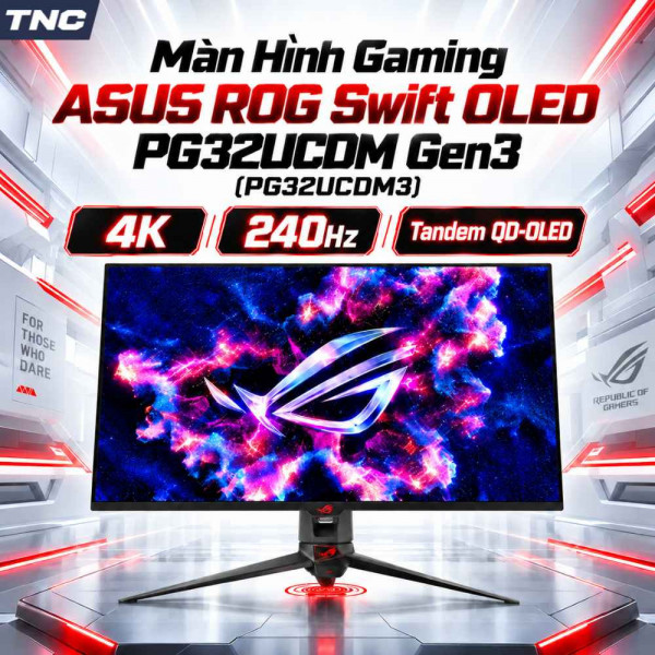 Màn Hình Gaming ASUS ROG Swift OLED PG32UCDM Gen3 (PG32UCDM3) 32 Inch/ QD-OLED/ 4K UHD/ 240Hz/ 0.03ms