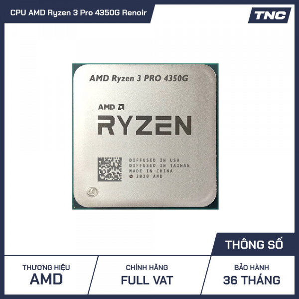 CPU AMD Ryzen 3 Pro 4350G Renoir (3.8GHz Up to 4.0GHz, AM4, 4 Cores 8 Threads) TRAY