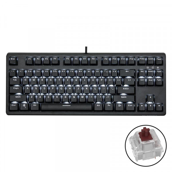 Bàn phím cơ E-DRA EK387 Gateron Brown Switch/TKL/LED White/ABS