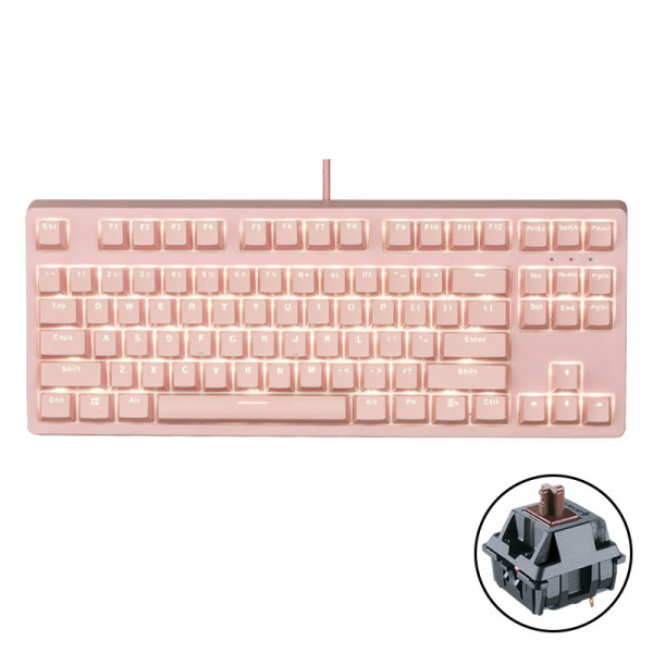 Bàn phím cơ E-DRA EK387 Pink V2 TKL Brown Switch