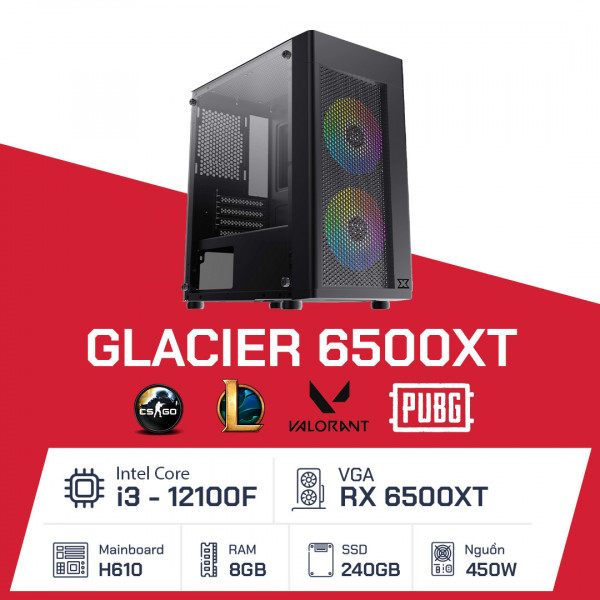 Glacier 6500XT-01 (i3 12100F/ H610/ 8GB/ 240GB/ RX 6500XT/ 450W)