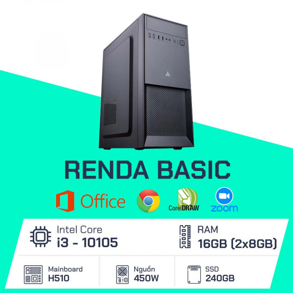 PC Đồ Họa - Renda Basic - i3-10105 / H510 / 16GB/ 240GB / 450W