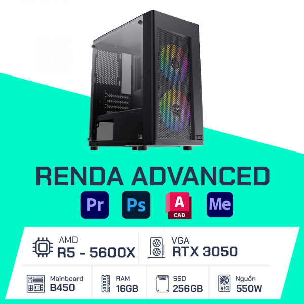 PC Đồ Họa - Renda Advanced - R5-5600X / B450 / 16GB RAM / 250GB SSD / RTX 3050 / 550W