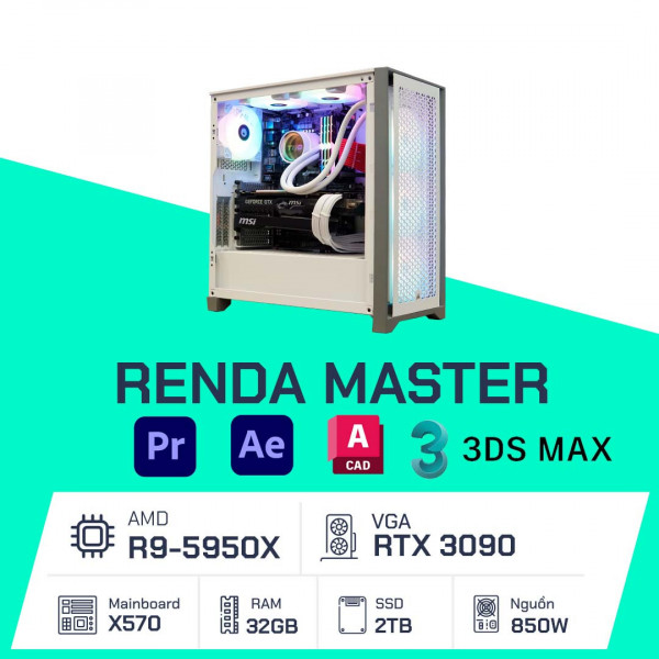 PC Đồ Họa - Renda Master - R9 5950X / X570 / 32GB / 2TB / RTX 3090 / 850W