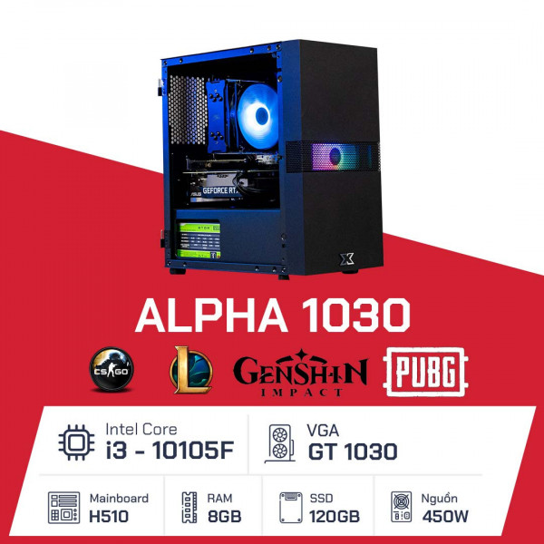 Alpha 1030 - i3 10105F/ H510/ 8GB/ 120GB/ GT 1030/ 450W