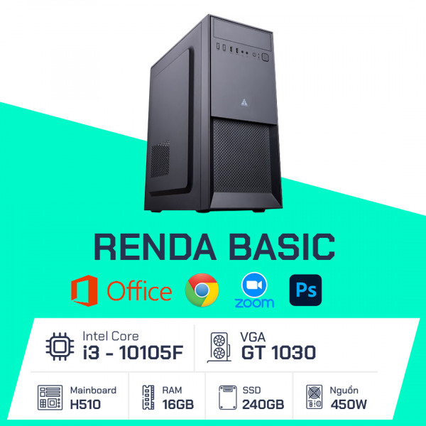 PC Đồ Họa - Renda Basic - i3 10105F / H510 / 8GB / GT 1030 / 120GB / 450W