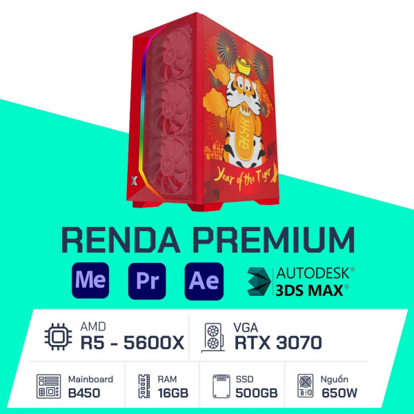 PC Đồ Hoạ - Renda Premium 5600X / B450 / 16GB RAM / 500GB SSD / RTX 3070 / 650W