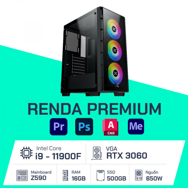 PC Đồ Họa - Renda Advanced - i9-11900F / Z590 / 16GB RAM / 500GB/ RTX 3060 / 650W