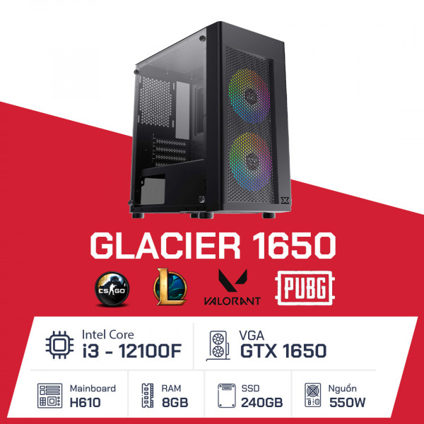 Glacier 1650-02 (i3 12100F/ H610/ 16GB/ 240GB/ GTX 1650/ 550W)