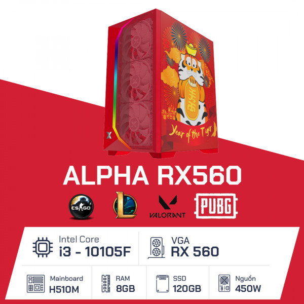 Alpha RX560 - i3 10105F/ H510/ 8GB/ 120GB/ RX 560/ 450W