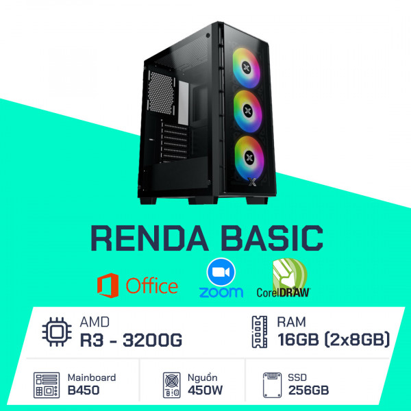 PC Đồ Họa - Renda Basic-01 (R3 3200G/ B450M/ 16GB/ 256GB SSD/ 450W)