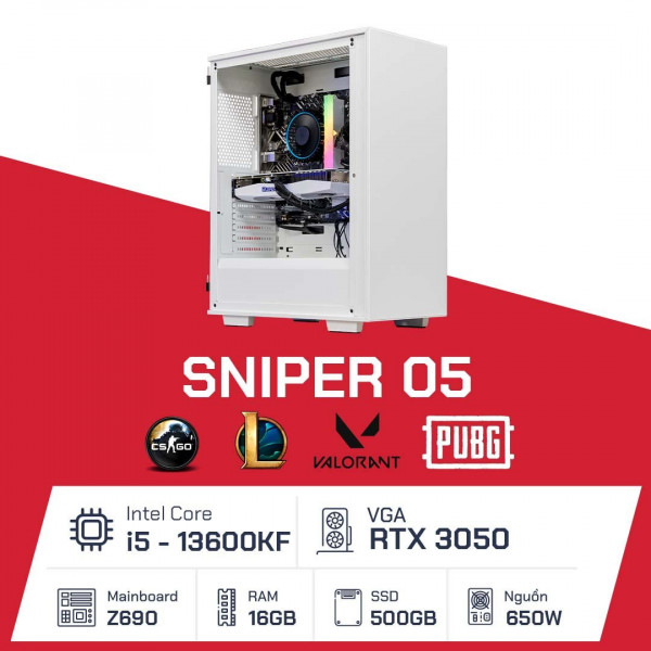 Sniper - 05 ( i5 13600KF/ Z690/ 16GB/ 500GB/ RTX 3050/ 650W )