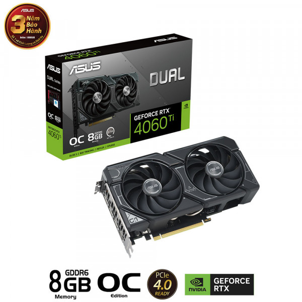 Card màn hình ASUS Dual GeForce RTX 4060 Ti O8GB GDDR6