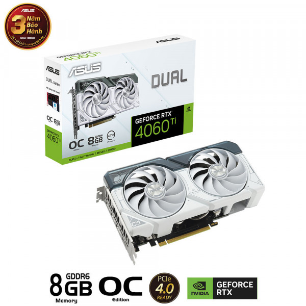 Card Màn Hình ASUS Dual GeForce RTX 4060 Ti White OC Edition 8GB GDDR6