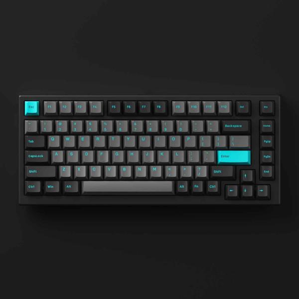 Bàn phím cơ MonsGeek MG75 Black & Cyan (White LED / Cream Blue)