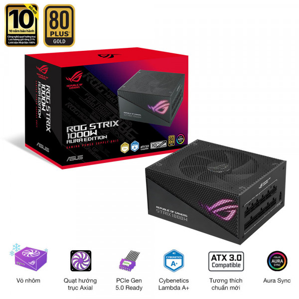 Nguồn Asus ROG STRIX 1000G-AURA Gaming Edition ( Pci 5.0 - Full modular ) 