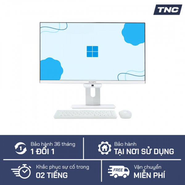 PC để bàn SingPC AIO M24Pi82-W Core i5 10400/ Ram 8GB/ SSD 256GB/ 23.8 inch FHD/ Windows 11 Pro White