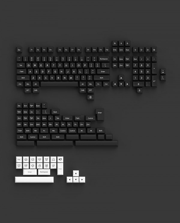 AKKO Keycap Set – White on Black WoB ABS Double-Shot / SAL profile / 195 nút