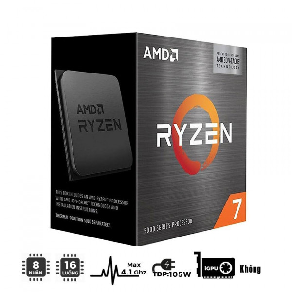 CPU AMD Ryzen 7 5700X3D 3.0 GHz (4.1 GHz Max Boost)/ 100 MB Cache/ 8 Nhân/ 16 Luồng