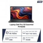 Laptop Dell Pro 15 Essential PV15255 Ryzen 5 7520U/ 8GB/ 512GB/ 15.6 Inch FHD/ Đen